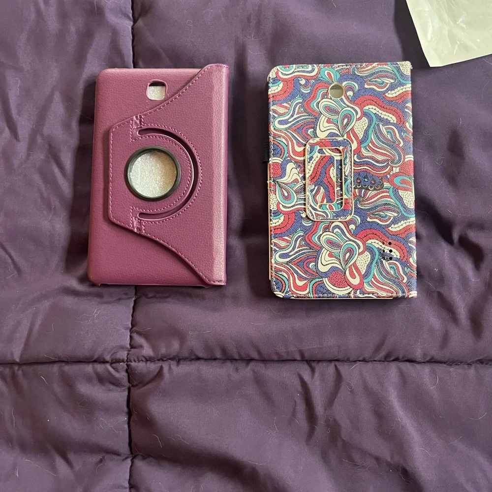 Purple and Multicolor Tablet Case        Two Cases One Price